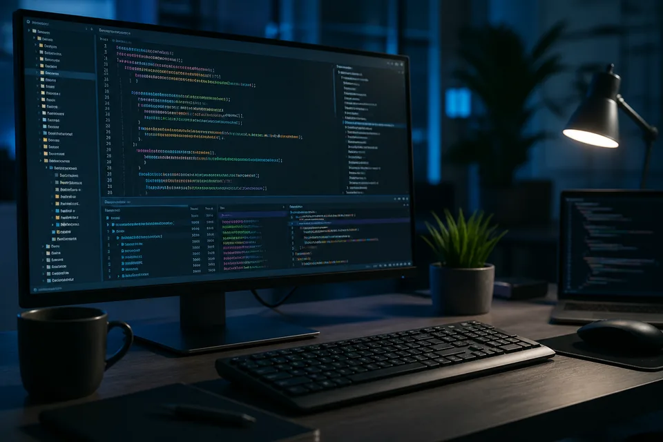 ソースコードとデバッグ画面を表示した開発環境